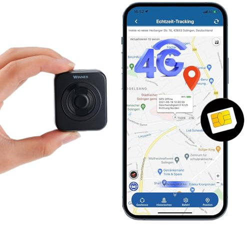 4G Mini GPS Tracker mit SIM Karte GPS Tracker Kinder mit SOS Alarm & Abnehmbar 3-IN-1 Rückseitencover Micro GPS Tracker Auto Echtzeit Tracking Gerät für Kid,Fahrrad,Fahrzeuge,Motorrad,Tasche