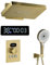 QREZAA Duschsystem mit Thermostat, Unterputz Duscharmatur Set LED Digitalanzeige Regendusche Unterputz Gebürstetes Gold Duschset Wandmontiert Duscharmatur Komplettset mit Duschkopf, Handbrause