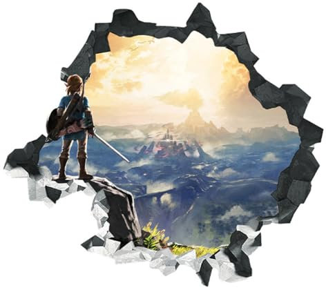 2pcs Zelda Legend Spiel Kinder Kaputte Wand 3d Wandaufkleber Selbstklebende Karikatur Schlafzimmer Wanddekoration Poster Aufkleber Tapete 42 * 47,3 Cm