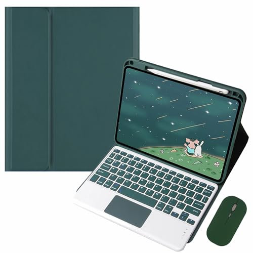 GUPENAA Tastatur Hülle für iPad Pro 13-Zoll (M4) 2024 mit Touchpad, Integrierter Bleistifthalter, Magnetische Abnehmbare Kabellose Bluetooth-Tastatur mit Maus,Green 1