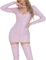 Maeau Lackleder Catsuit Damen Katze Trikot Langarm Wetlook Clubwear Sexy Latex Jumpsuit Glänzend Einteiler Minirock Bodycon Rock Figurbetont Bodysuit Stretch Lederoverall XL