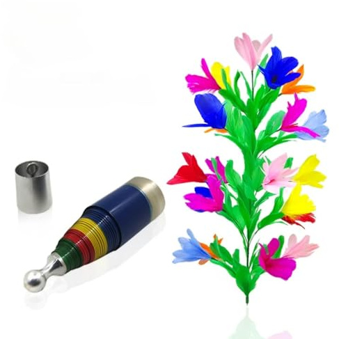 ZQION Bastón de desaparición a flor (21 flores) Trucos de magia de metal para escapar escenario, comedia de flores, accesorios mágicos clásicos, ilsuiones mágicas, trucos de mago (multicolor Wnd con