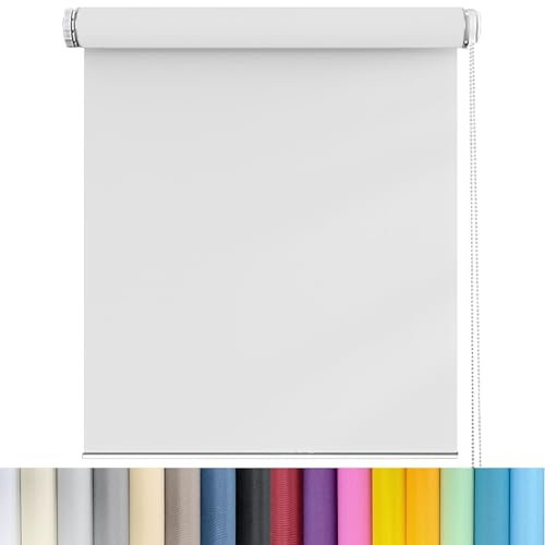 Tenda oscurante a rullo, 81,3 x 238,8 cm, facile installazione, per finestre e porte, colore: bianco