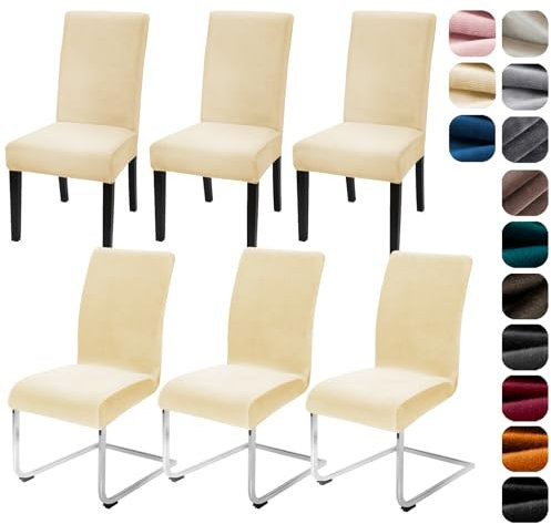 Alishomtll Stretch Samt Stuhlhussen 4er/6er Set Velvet/Velour Stuhlbezug Schwingstuhl Elastische Hussen Waschbarer Stühle Schutz für Küche Restaurant Hotel Bankett Hochzeit (Gelb, 6 Stück)