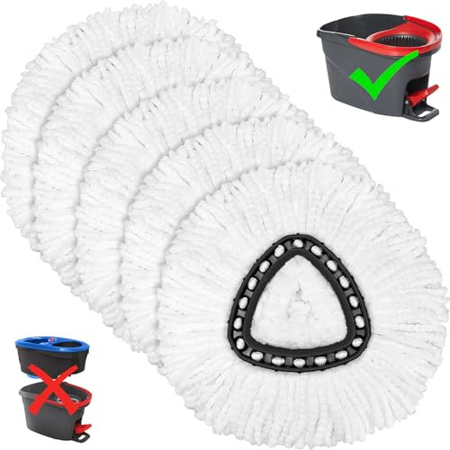Mop Head Replacement Compatible with Vileda EasyWring 1 Tank System Microfiber Swivel Mops Refill Machine Washable 5Pcs