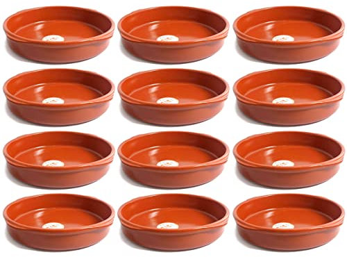 Acan Tradineur - Pack de 12 Cazuelas Redonda de Barro - Apta para vitro y Horno - Ideal para guisos y asados caseros - Ø 40 cm.
