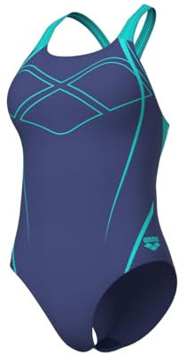 ARENA Feel Graphic Swim PRO Back Costume Intero Donna, Costume da Bagno ad Asciugatura Rapida, Costume da Bagno Sportivo in Tessuto Maxfit Eco Resistente al Cloro e al Sale con Protezione UV UPF 50+