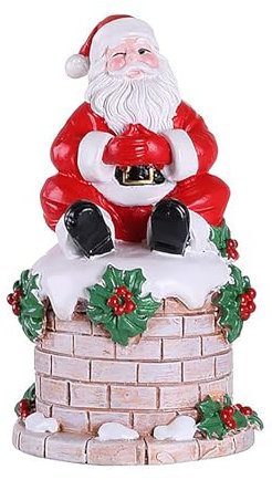 Marooma Schornstein Weihnachtsmann-Statue, Miniatur Weihnachtsdorf Figurendekoration, Weihnachtsmann Figuren aus Harz mit Geschenken, Festliche Feiertagsdekorationen (A)