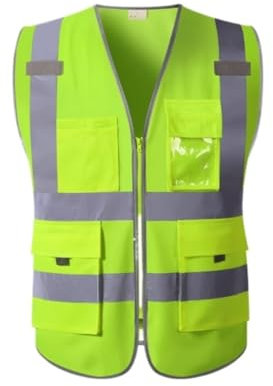 WUTIANBAO Reflektoren Kleidung Walkie-Talkie-Weste Mit Reißverschluss, Bauweste, Reflektierende Verkehrskleidung Warnweste Fahrrad(Grün,XXL)