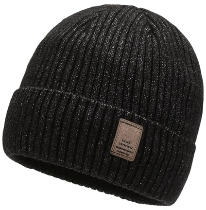 Kwatieh Kurze MüTze Muetze Mit Zopfloch Gefuettert WintermüTze Weihnachten MüTze Damen Lila Winter Damen MüTze Winter Schwarz MüTze OlivgrüN Satin Gefuetterte Strickmuetze MüTze Mit Loch FüR Zopf