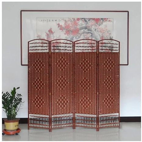 Faltbare Raumteiler, braun, 4 Platten, 100 x 160 cm, Sichtschutz, Trennung von Räumen effizient