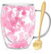 Gifts for Women Dried Flowers Double Wall Glass Coffee Mugs Cute Glass Tea Cups with Handles Autumn Mug Christmas Birthday Gifts for Best Friend Teacher Mum Gifts New Home Gift Ideas Home Decor