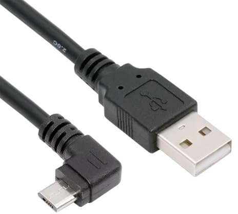 cablecc Câble d'alimentation et de données USB 2.0 Type-A vers Micro USB 5 V 5 broches coudé à gauche pour téléphone, tablette, appareil photo 10 cm