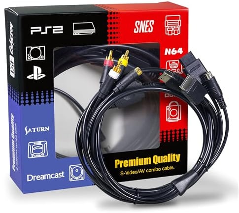 B.Brown Premium S-Video AV Combo Kabel 1,8m für SNES/N64/GameCube PS1-2, Saturn/Dreamcast, Enhanced Video für Retro Gaming