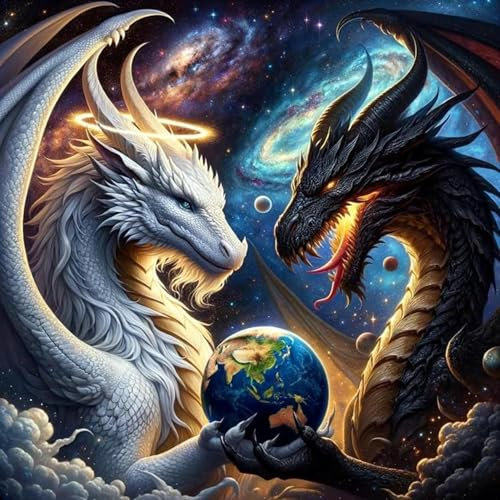 5D DIY Diamond Painting Dragon,Kit Complet DIY Peinture Diamant Dragon pour Adultes et Enfants, kit diamond painting adulte débutant, Peinture Cristal à Faire Soi-Même,Décoration d'intérieur (30x30cm)