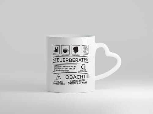 Achtung Probleme Steuerberater | Steuern - Herzhenkel Tasse - Kaffeetasse/Geschenk/Familie