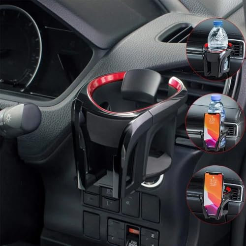 Auto Getränkehalter Becherhalter Handyhalterung für VW T5 I 2009-2015, Verstellbarer Auto Belüftungs Becherhalter Komfort und Sicherheit Hält,Red-