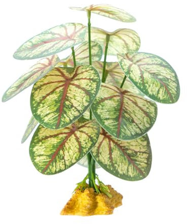 AOOOWER Reptilien-Pflanzenversteck, Gras, flexible Blätter, Terrarium, Dschungel, Habita für Eidechsen, Schlangen, dekorative Kunstpflanze