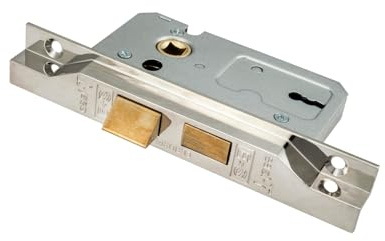 Kooples Hardware Easi-T Residential 2 Lever Sashlock Rebated – Internal Door Mortice Lock with Rebate Kit – Ideal for Double Wooden Doors (Nickel Plate, 64mm)