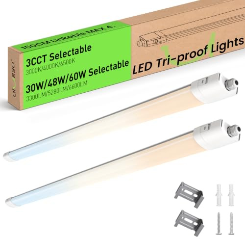 ALUSSO Lot de 2 Réglette LED 150 cm,3CCT Lumen réglables Tubes pour bureau