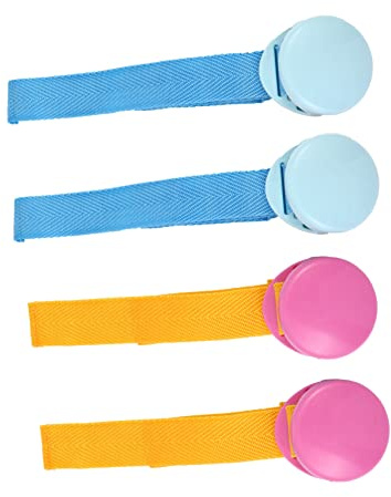 FUNNETOYU Kinderwagen Deckenclips mit Starker Beißkraft 4 Stück aus Abs und Polyester Tragbare Mehrzweck Clips Zubehör für Kinderwagen und Buggy