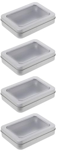 TEMPNAP 4 STÜCKE Teiliges USB Stick Aufbewahrungsbox aus Blech mit Transparentem Deckel Rechteckige Desktop Organizer Box für USB Sticks Schlüssel Kleine Gegenstände Staubgeschützt