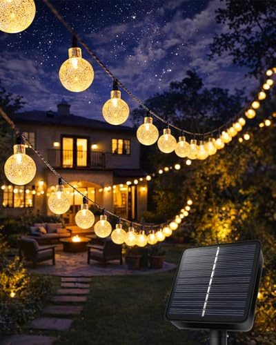Auting Cadena Luces Solares Exterior 6M 30LED Esferas Cristal IP65