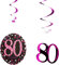 amscan (PKT) Erwachsene Pink Celebration 80th Birthday Swirl Dekorationen