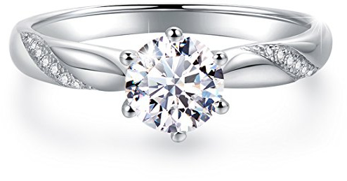 CHIC CODE - S925 CC. mit Weißgold vergoldetes Silber Runder Brilliantschliff Zirkonia