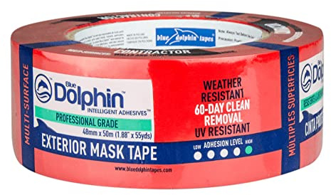 Blue Dolphin Tarp and Stucco Tape Red - 60 day 48mm x 50m