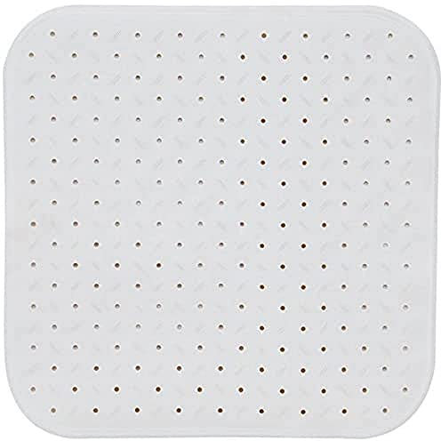MSV Premium Duschmatte Badematte Badewannenmatte Badewanneneinlage antibakteriell rutschfest mit Saugnäpfen-Weiß-duftet nach Rosen-ca. 54 x 54 cm-waschbar bei 60° Grad, White, Large