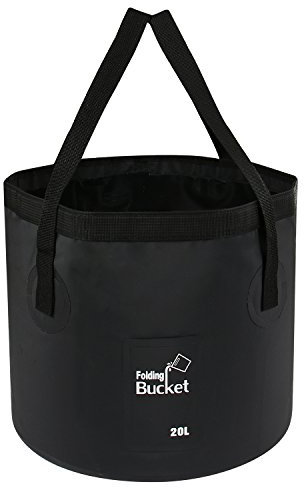 iGreely Folding Bucket - Foldable Camping Storage Container Collapsible Bucket 12L 15L 20L Portable Lightweight Pail for Camping Traveling Hiking Fishing Boating and Gardening (Black, 20L)
