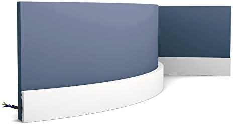 Orac Flexible Leiste SX162F SQUARE 200 cm x 1,0 cm x 4,0 cm aus Polyurethan glatt abgewinkelt mit Kabelkanal vorgrundiert