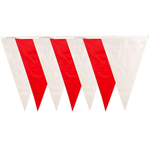 PARTY DISCOUNT Wimpelkette rot-weiß aus Kunststoff, 10 m