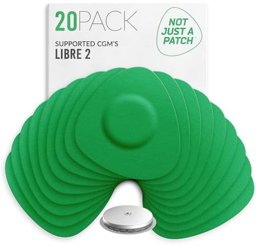 Not Just A Patch Freestyle Libre 2 Sensor Covers (20 Pack) Lingo CGM Patches for Freestyle Libre 2 - Water Resistant & Durable for 10-14 Days - Green
