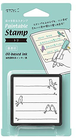 MIDORI Stempel, Vogel (35398006) - Designphil - Quadratisch - Stempel für Haftnotizen - Gummi - Schwarz