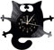 Smotly Vinyl Wanduhr, Schwarze Katze förmigen Nachtuhr, handgemachte Wanddekoration Wanduhr kreative Geschenke.