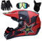 UIGJIOG Casque Moto Enfant, Casque de Cross pour Enfant, avec Goggle/Gants/Masque, D. O. T Standard, pour BMX MTB Quad Enduro ATV Scooter, F, L (56~57cm)