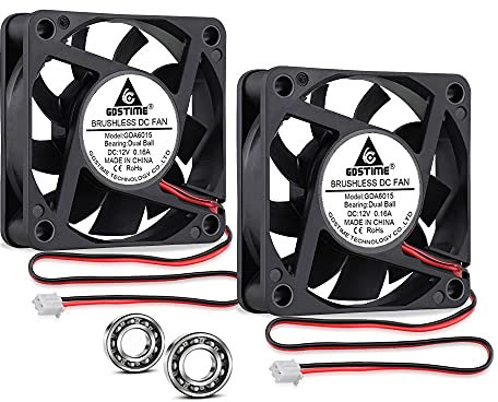 GDSTIME 2 x 60mm Computer Fan 12V 60 x 25mm PC Case Fan 4500 RPM High Speed Axial 6CM DC Brushless Cooling For Xbox DVR Router Projector Replacement Ventilation Exhaust