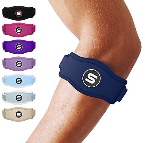 Sleeve Stars Ellenbogenbandage - Tennisarm Bandage und Golferarm Bandage für Sehnenentzündung, Sehnen- & Unterarm Schmerzen, Passt 22-58 cm mit 3 Ellbogen Bändern für Herren & Damen - Einzeln/Blau
