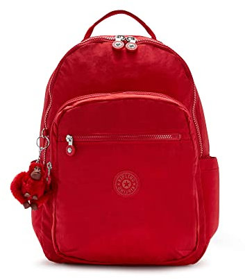 Kipling Damen Seoul 15-Zoll-Laptop, langlebig, geräumig, mit gepolsterten Schultergurten, Nylon-Schultasche Rucksack, Cherry Tonal, 12.75''L x 17.25''H x 9''D