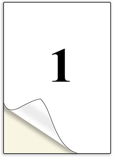 A4 Etiqueta Adhesiva Blanca Pegatina, NefLaca 50 hojas 1 por hoja 210 x 297 mm Papel Adhesiva Imprimible Papel de Pegatina Para Imprimir Etiquetas Adhesive A4 de Correo Para Impresora de Copiadora