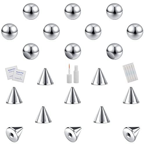 ZS 20pcs Fake Augenbrauen Lippenpiercing Kugel, Edelstahl Fake Helix Ohrringe Piercings, Paste Gesicht Dimple Nasenpiercing Körper Nicht Piercing (20Stk-3mm)