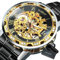 YONY Neue mechanische Uhr Männer schnitzen Kristall Iced Out Herrenuhren Top-Marke Luxus Stahlband Unisex Größe Uhr-BO SCHWARZ Gold SCHWARZ