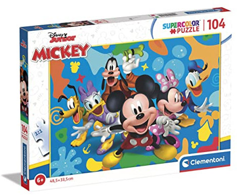 Clementoni - 25745 - Supercolor Age 6+ Puzzle - Disney Mickey And Friends - 104 Pieces, Jigsaw Puzzle For Kids , Puzzle Cartoon, Made In Italy