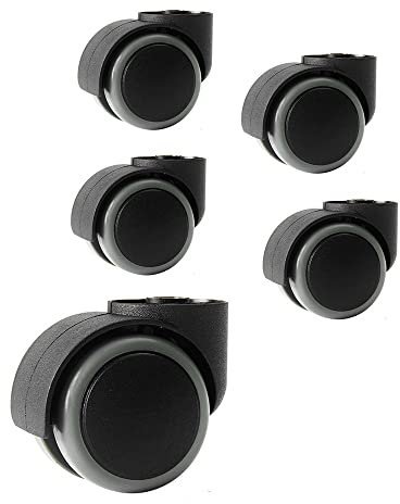 FREAZE 5 Stück Stuhlrollen Ohne Stift Bürostuhl Hartbodenrollen, 50mm Leise Räder Lenkrollen, Lochdurchmesser 8mm, Rodless Doppelrad Für Drehstühlen (Color : B)