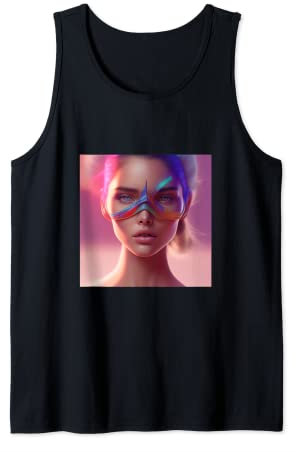 Frauen Meerjungfrau bunte Flossen rosa Sonnenuntergang Reise Insel Geschenk Tank Top