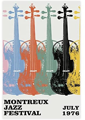 FISH DRAGATE Montreux Jazz Festival Poster Leinwand Poster Wandkunst Dekor Druck Bild Gemälde für Wohnzimmer Schlafzimmer Dekoration Rahmen Stil 30 x 45 cm