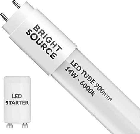 Bright Source 3ft (894mm) 14w LED T8 Tube, 1400lm, 6000K Daylight White, Replacement for 30w T8 Fluorescent, Starter Included - Direct Mains or for use with Switch Start Fitting with Magnetic Ballast