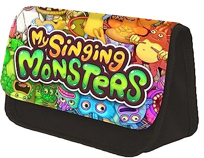 Dmspace My Singing Monsters Cartoon Federmäppchen Doppelreißverschluss Große Kapazität Mäppchen Reißverschluss Stiftemäppchen für Jungen und Mädchen